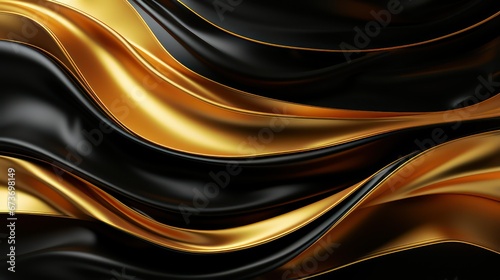 black and golden silk waves background