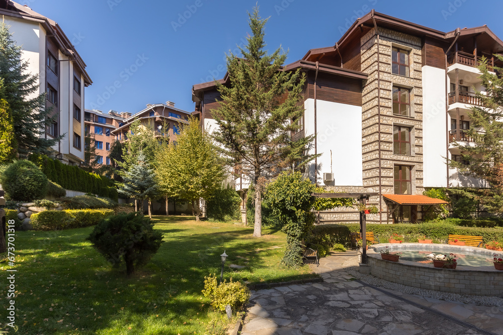Hotels summer view in in Bansko, Bulgaria Hotels summer view in in Bansko, Bulgaria