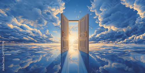 door and clouds, door to heaven, door to the sky. annai heaven doors photo