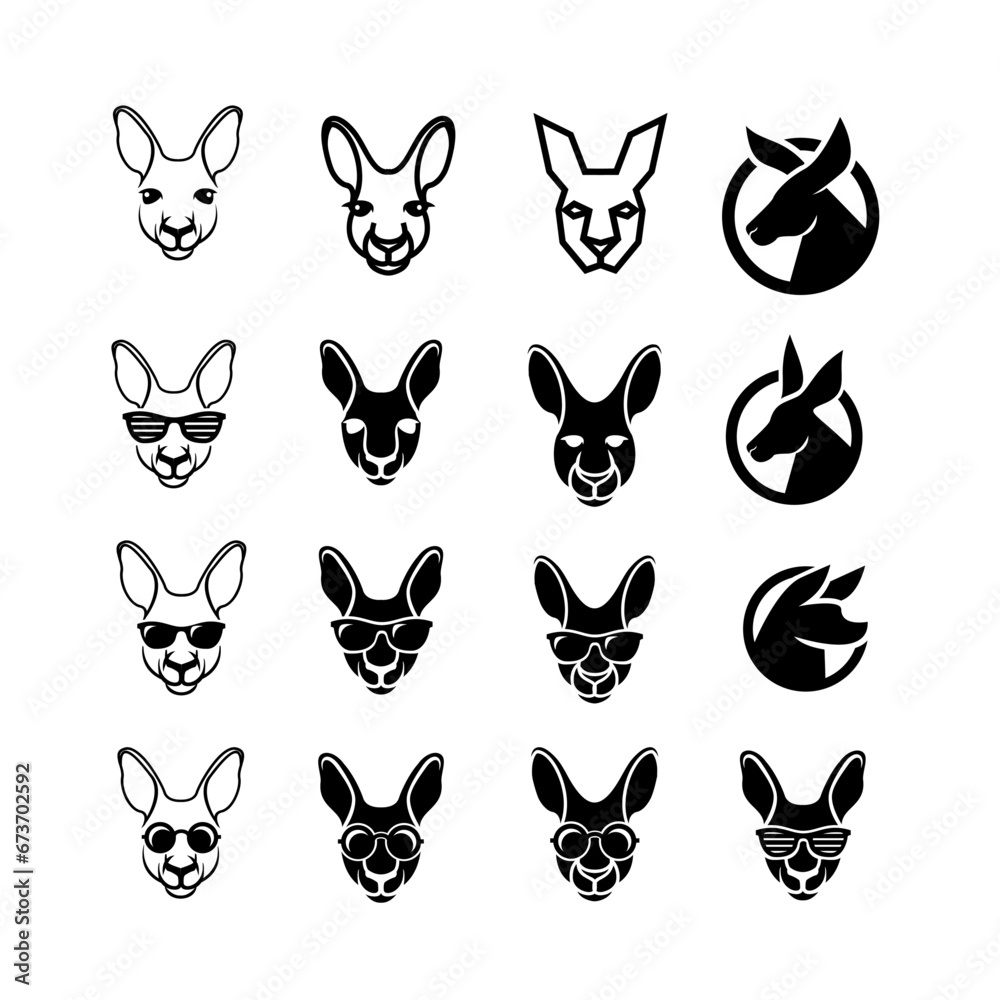 Kangaroo head face Logo icon design illustration Kangaroo head face Logo icon design illustration