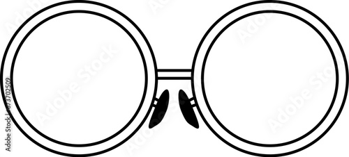 Thin contour line of round glasses. Eye protection accessory liner icon. Health and vision protection. Simple black and white vector isolated on white background