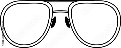 Thin contour line of classic aviator glasses. Eye protection accessory liner icon. Health and vision protection. Simple black and white vector isolated on white background