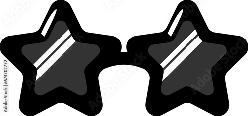 Disco star shaped glasses. Health and vision protection. Eye protection accessory. Cartoon monochrome black and white vector isolated on white background