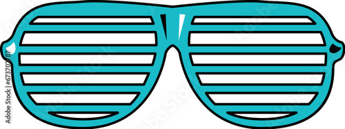 Colored stroked striped lattice club glasses. Eye protection modern accessory. Health and vision protection. Cartoon colorful vector isolated on white background