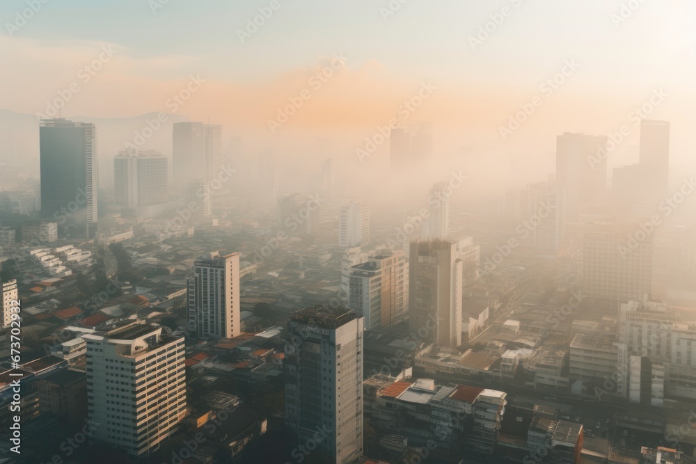 Smog vs. Clean cityscape: Sustainability's impact on climate change.