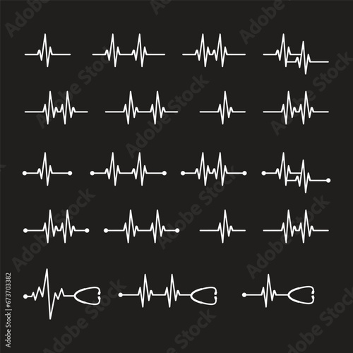 Stethoscope Heartbeat line. Pulse trace. EKG and Cardio symbol. Health and Medical concept. Vector illustration.