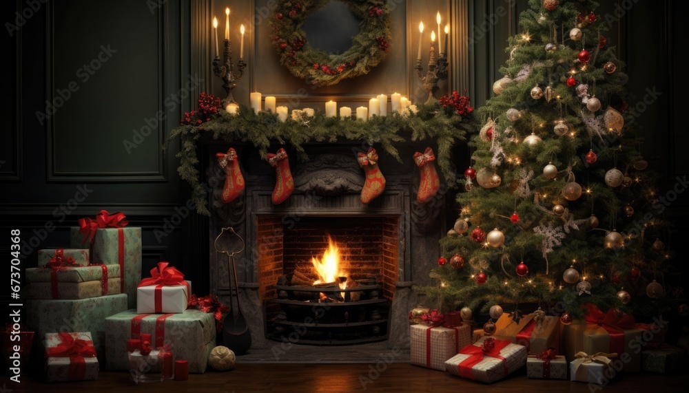 Fototapeta premium christmas tree with candles