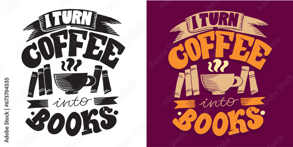 Obraz premium Set with hand drawn lettering quotes in modern calligraphy style about Coffee. Slogans for print and poster design. Vector illustration