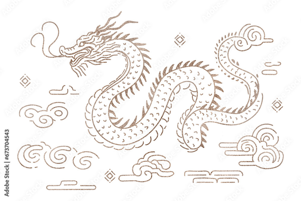 金色の龍の透過イラスト素材 金色の龍の透過イラスト素材