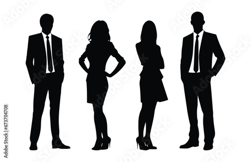 Business people vector Silhouettes Set  Corporate Men and Women silhouette Bundle isolated on a white background