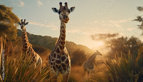 giraffe in the wild photo