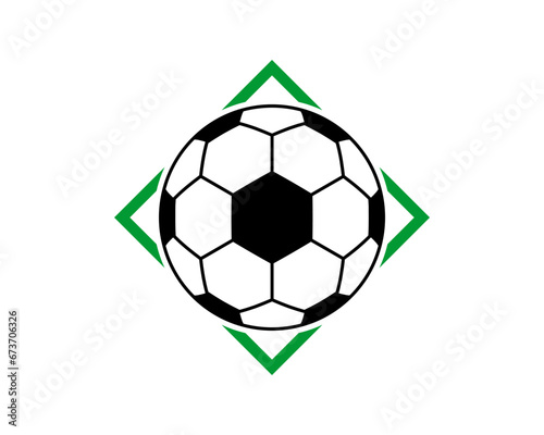 Soccer ball in the green square logo
