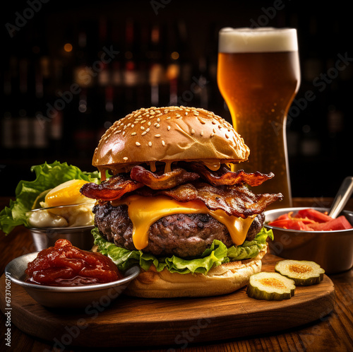 Free photo front view yummy meat cheese burger with french fries on dark background dinner burgers snack fast Free download
