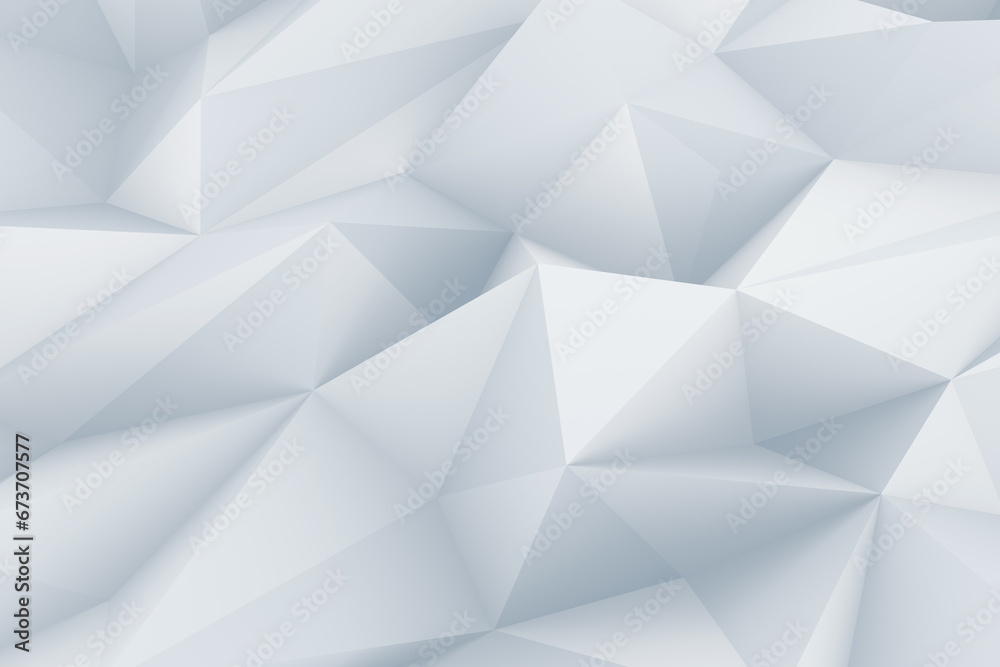 Featuring a 3d background backdrop of displaced triangles, this design is a decorator's geometric dream