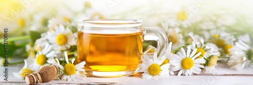 Chamomile herbal tea with flower