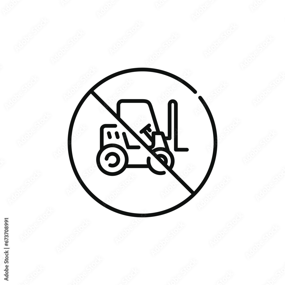 No forklift line icon sign symbol isolated on white background No forklift line icon sign symbol isolated on white background