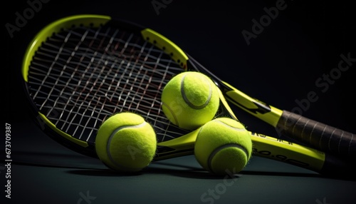 tennis racket and balls