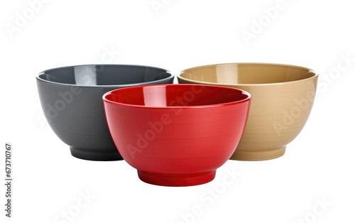 Collection of Colorful Shiny Mixing Bowls Isolated on Transparent Background PNG.
