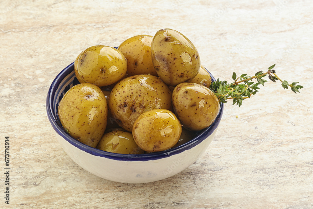 Boiled baby potato in the bowl Boiled baby potato in the bowl