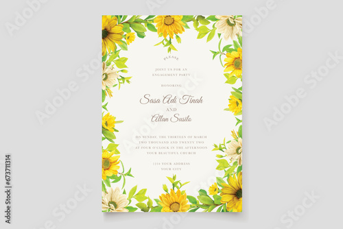 watercolor sunflower ornament card design