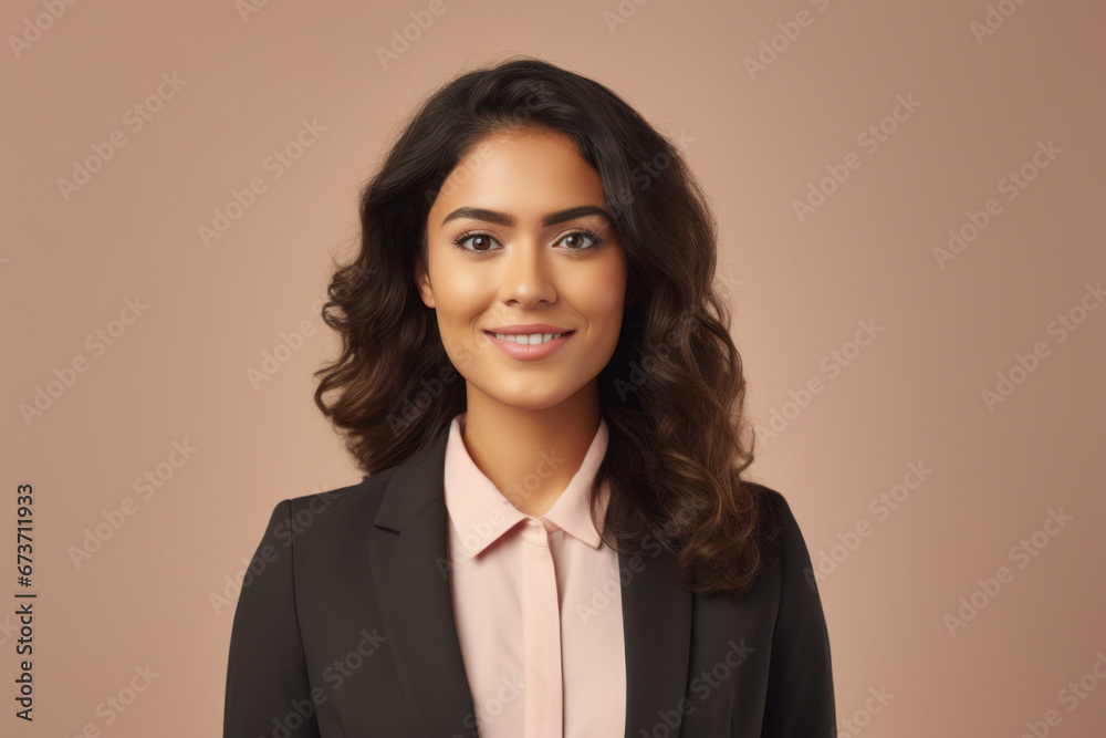 Beautiful young smiling business woman wearing classic outfit looking at the camera isolated on beige background with space for text or inscriptions.generative ai
Beautiful young smiling business woman wearing classic outfit looking at the camera isolated on beige background with space for text or inscriptions.generative ai