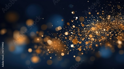 Beautiful festive dark blue background with golden particle as wallpaper background illustration