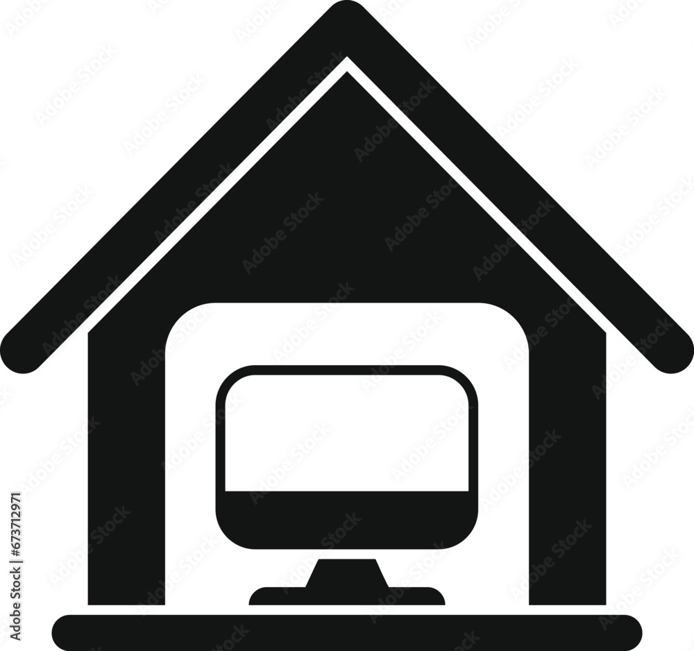 Home smart office icon simple vector. Online computer. Data futuristic station