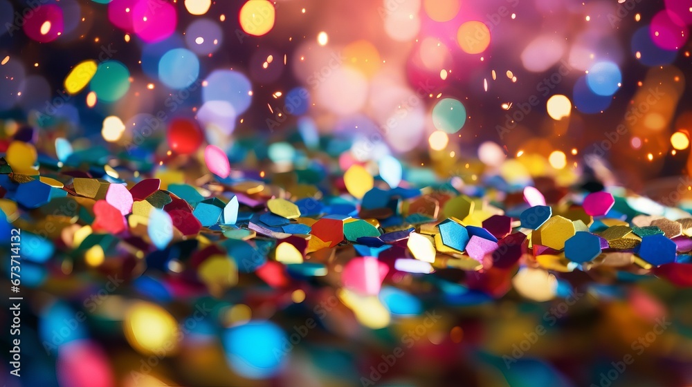 Naklejka premium Celebration of Color Colorful Confetti and Bokeh on AI generated illustration