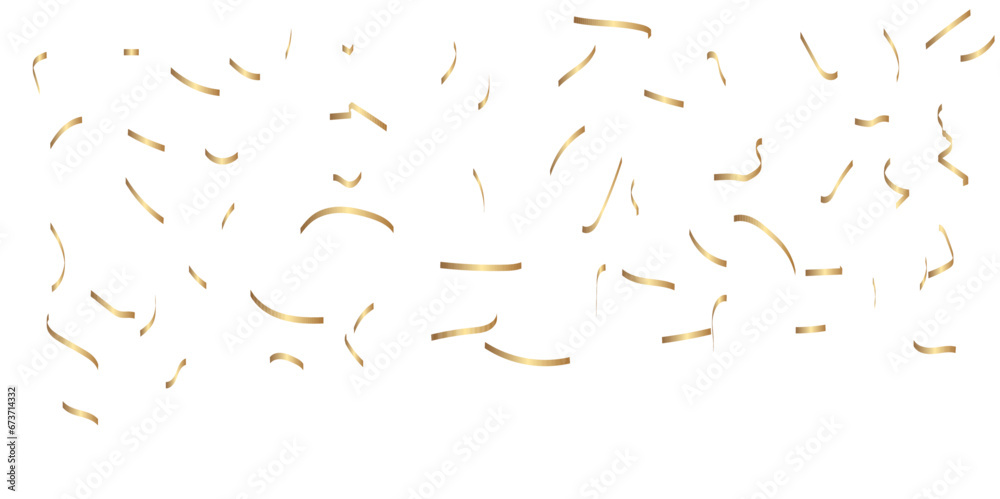 Abstract golden confetti falling down bokeh glitter on transparent background. Design for holyday and celebration background.