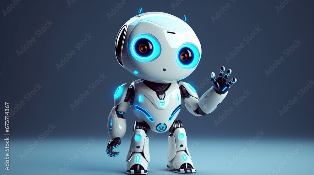 Cute and little robot helper with artificial intelligence AI generated illustration