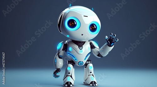 Cute and little robot helper with artificial intelligence AI generated illustration © ArtStage