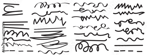 Abstract different types of scribble stripes and bold paint shapes background. Abstract freehand children crayon or marker or pen doodle rouge scratches. Vector illustration.