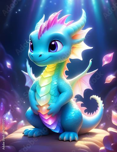 cute cartoon baby dragon © artmozai