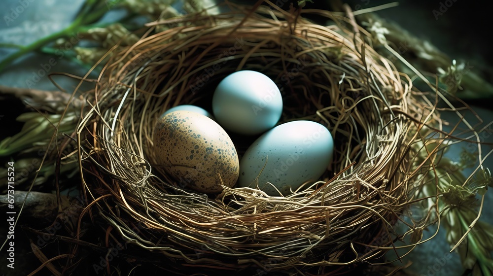 A birds nest with eggs representing the concept of n AI generated illustration A birds nest with eggs representing the concept of n AI generated illustration