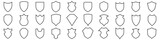 Collection of shield icons. Set of linear icons of protective shields. Set of shields on an isolated background. Protection. Different shields for your design EPS 10