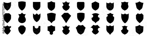 Collection of shield icons. Shields icons set. Set of shields on an isolated background. Protection. Different shields in black for your design EPS 10