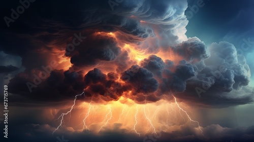 A churning storm cloud with lightning representing t AI generated illustration