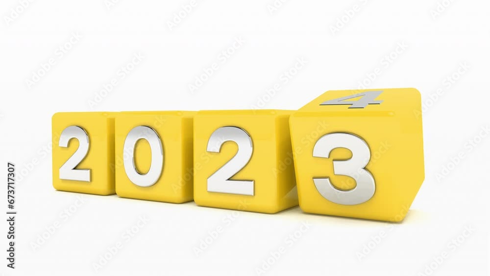 Video animation of orange cubes with 2023 - 2024 text on white background - represents the new year 2024 - vacation concept. Video animation of orange cubes with 2023 - 2024 text on white background - represents the new year 2024 - vacation concept.