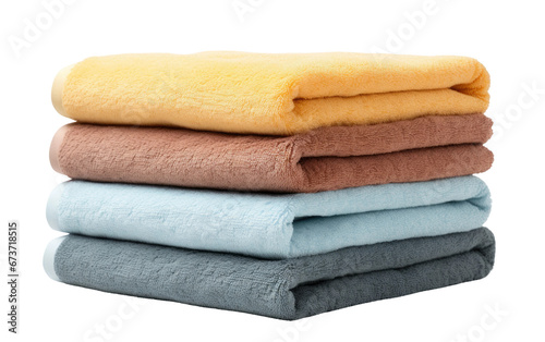 Stack of Colorful Hand Towels Isolated on Transparent Background PNG.
