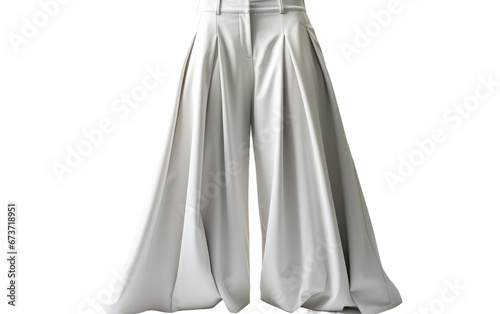 Fabulous White High Waisted Wide Leg Pants Isolated on Transparent Background PNG.