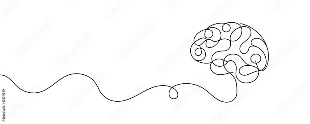Continuous line art of brain. Simple line art isolated. Vector illustration Continuous line art of brain. Simple line art isolated. Vector illustration