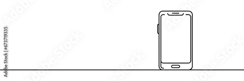smartphone drawn with one line isolated. Vector illustration