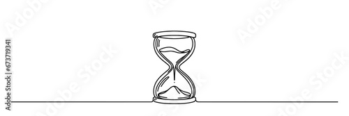 hourglass drawn with one line isolated. Vector illustration