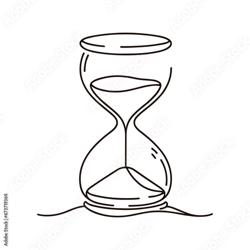 hourglass drawn with one line isolated. Vector illustration