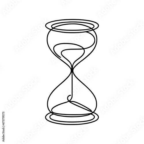 hourglass drawn with one line isolated. Vector illustration