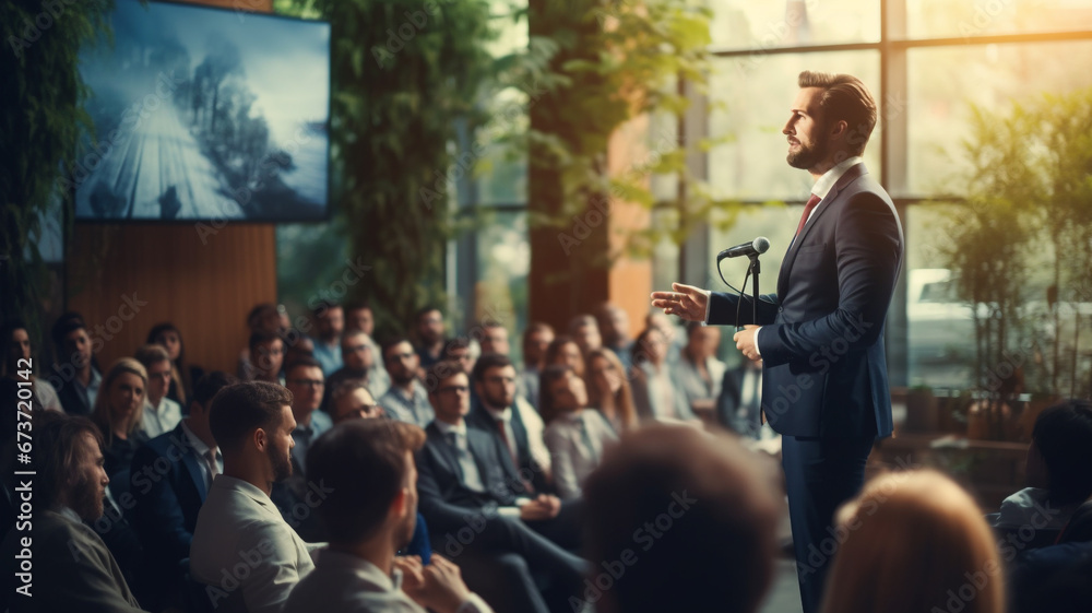 Fototapeta premium Confident speakers presenting business
