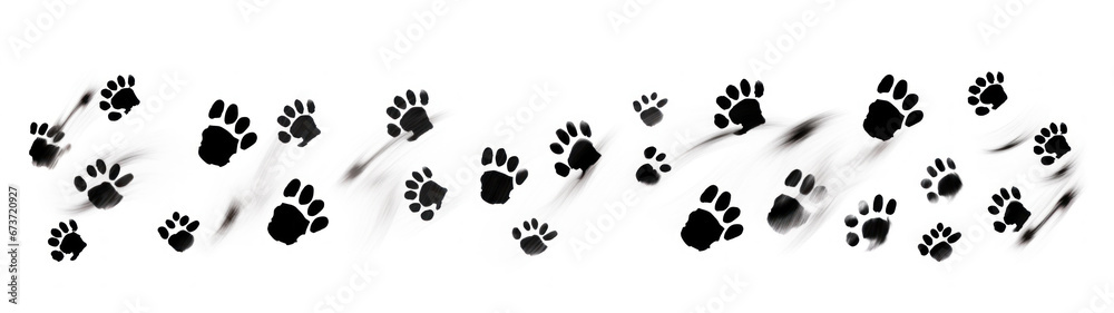Paw vector foot trail print of dog, group of footprints in black lines on a white background Paw vector foot trail print of dog, group of footprints in black lines on a white background