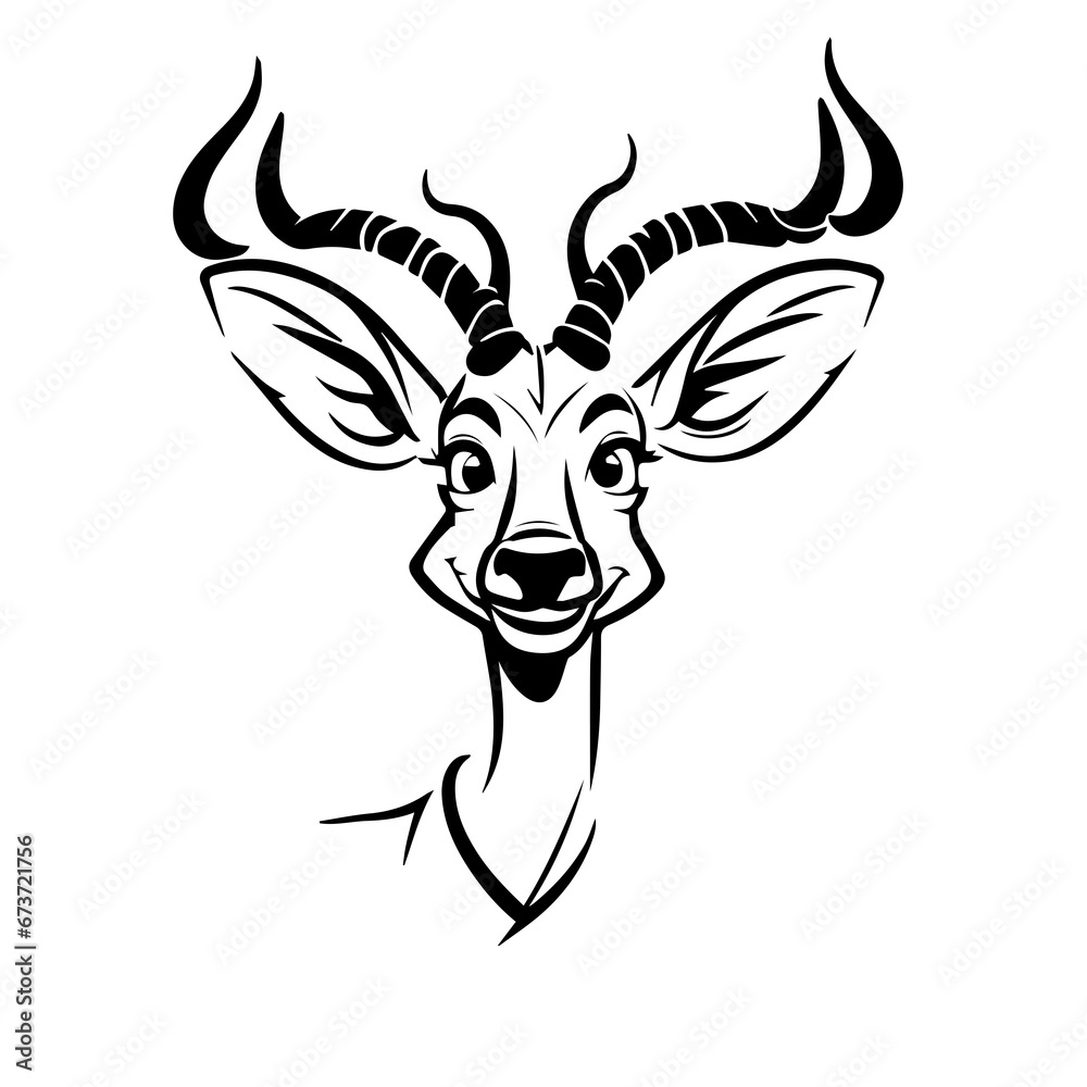 head of a deer black and white drawing , flat vector design style head of a deer black and white drawing , flat vector design style