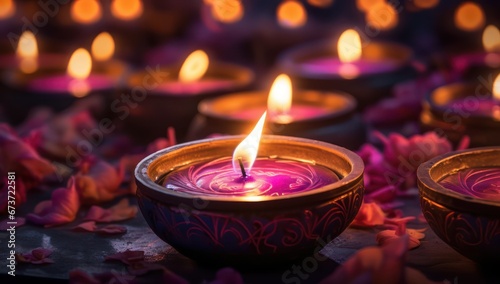 Happy Diwali background, Happy Deepavali festival with oil lamp, Hindu Festival of Lights Celebration, diya lamps, candle, indian ornaments and adverticement banner