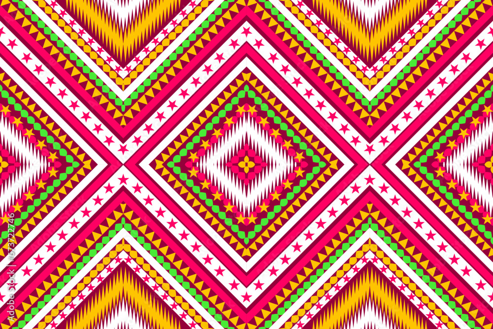Seamless design pattern, traditional geometric pattern. dark red orange yellow white vector illustration design, abstract fabric pattern, aztec style for textiles, wallpaper